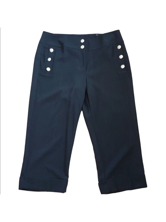 Chico's Pants - Chico's Nautical Black Dress Cropped Pants with Button Detail size 2.5 (14) NWT